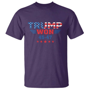 Trump Won 2024 T Shirt 45 47 President American Flag Patriotic TS09 Purple Print Your Wear