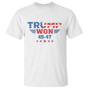 Trump Won 2024 T Shirt 45 47 President American Flag Patriotic TS09 White Print Your Wear