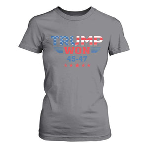 Trump Won 2024 T Shirt For Women 45 47 President American Flag Patriotic TS09 Charcoal Print Your Wear