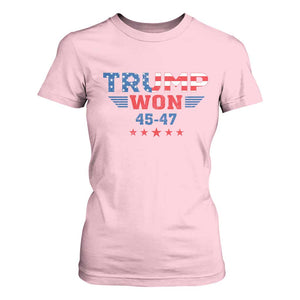 Trump Won 2024 T Shirt For Women 45 47 President American Flag Patriotic TS09 Light Pink Print Your Wear