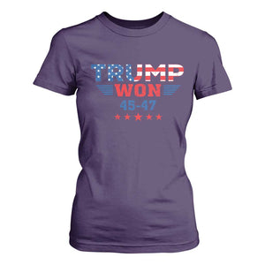 Trump Won 2024 T Shirt For Women 45 47 President American Flag Patriotic TS09 Purple Print Your Wear