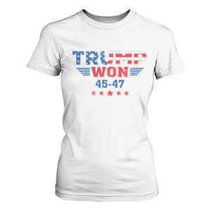 Trump Won 2024 T Shirt For Women 45 47 President American Flag Patriotic TS09 White Print Your Wear