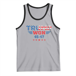 Trump Won 2024 Tank Top 45 47 President American Flag Patriotic TS09 Athletic Heather Black Print Your Wear