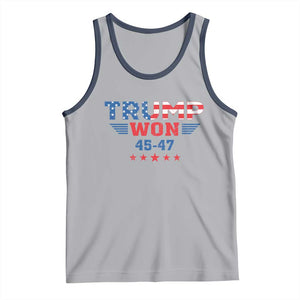 Trump Won 2024 Tank Top 45 47 President American Flag Patriotic TS09 Athletic Heather Navy Print Your Wear