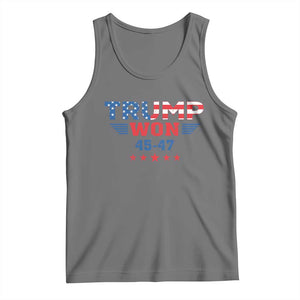 Trump Won 2024 Tank Top 45 47 President American Flag Patriotic TS09 Black Heather Print Your Wear