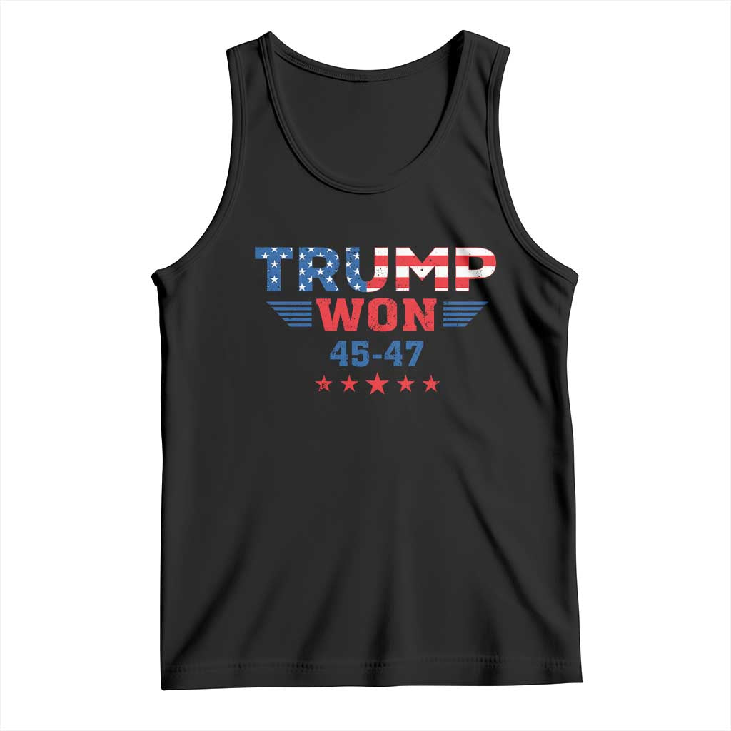 Trump Won 2024 Tank Top 45 47 President American Flag Patriotic TS09 Black Print Your Wear