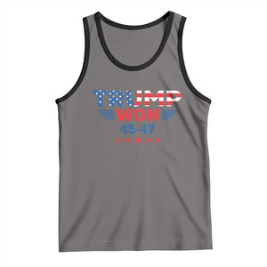 Trump Won 2024 Tank Top 45 47 President American Flag Patriotic TS09 Deep Heather Black Print Your Wear