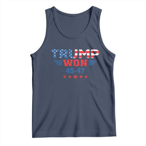 Trump Won 2024 Tank Top 45 47 President American Flag Patriotic TS09 Navy Print Your Wear