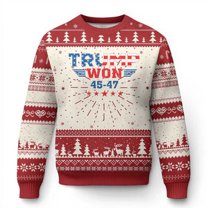 Trump Won 2024 Ugly Christmas Sweater 45 47 President American Flag Patriotic TS09 Red Print Your Wear