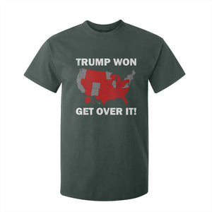 Trump Won 2024 T Shirt For Kid Trump Election Map 2024 Get Over It TS09 Dark Forest Green Print Your Wear