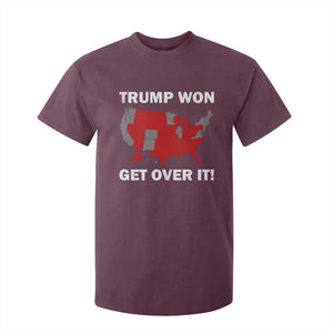 Trump Won 2024 T Shirt For Kid Trump Election Map 2024 Get Over It TS09 Maroon Print Your Wear