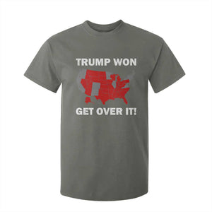 Trump Won 2024 T Shirt For Kid Trump Election Map 2024 Get Over It TS09 Military Green Print Your Wear