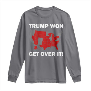 Trump Won 2024 Long Sleeve Shirt Trump Election Map 2024 Get Over It TS09 Charcoal Print Your Wear