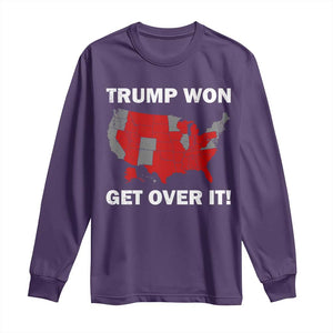 Trump Won 2024 Long Sleeve Shirt Trump Election Map 2024 Get Over It TS09 Purple Print Your Wear