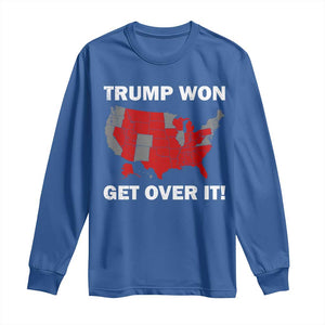 Trump Won 2024 Long Sleeve Shirt Trump Election Map 2024 Get Over It TS09 Royal Blue Print Your Wear