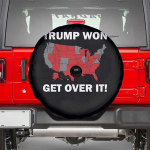 Trump Won 2024 Spare Tire Cover Trump Election Map 2024 Get Over It TS09 Black Print Your Wear