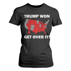 Trump Won 2024 T Shirt For Women Trump Election Map 2024 Get Over It TS09 Black Print Your Wear