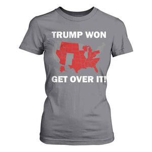 Trump Won 2024 T Shirt For Women Trump Election Map 2024 Get Over It TS09 Charcoal Print Your Wear