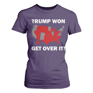 Trump Won 2024 T Shirt For Women Trump Election Map 2024 Get Over It TS09 Purple Print Your Wear