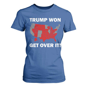 Trump Won 2024 T Shirt For Women Trump Election Map 2024 Get Over It TS09 Royal Blue Print Your Wear