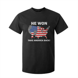 Trump Won 2024 T Shirt For Kid Trump Election Map 2024 He Won Take America Back TS09 Black Print Your Wear