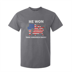 Trump Won 2024 T Shirt For Kid Trump Election Map 2024 He Won Take America Back TS09 Charcoal Print Your Wear