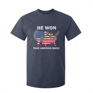 Trump Won 2024 T Shirt For Kid Trump Election Map 2024 He Won Take America Back TS09 Navy Print Your Wear