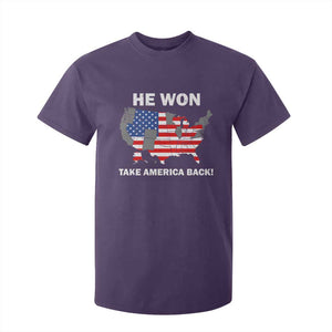 Trump Won 2024 T Shirt For Kid Trump Election Map 2024 He Won Take America Back TS09 Purple Print Your Wear