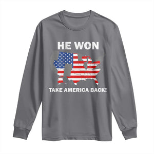 Trump Won 2024 Long Sleeve Shirt Trump Election Map 2024 He Won Take America Back TS09 Charcoal Print Your Wear