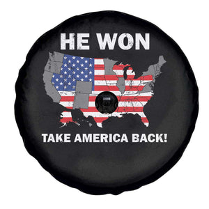 Trump Won 2024 Spare Tire Cover Trump Election Map 2024 He Won Take America Back TS09 Print Your Wear