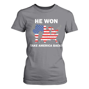 Trump Won 2024 T Shirt For Women Trump Election Map 2024 He Won Take America Back TS09 Charcoal Print Your Wear