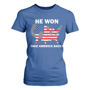 Trump Won 2024 T Shirt For Women Trump Election Map 2024 He Won Take America Back TS09 Royal Blue Print Your Wear