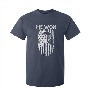 Trump Won 2024 T Shirt For Kid He Won Patriotic America Flag Eagle TS09 Navy Print Your Wear