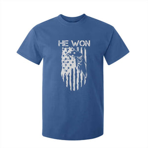 Trump Won 2024 T Shirt For Kid He Won Patriotic America Flag Eagle TS09 Royal Blue Print Your Wear