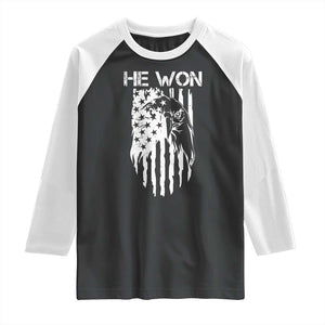 Trump Won 2024 Raglan Shirt He Won Patriotic America Flag Eagle TS09 Black White Print Your Wear