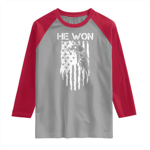 Trump Won 2024 Raglan Shirt He Won Patriotic America Flag Eagle TS09 Sport Gray Red Print Your Wear