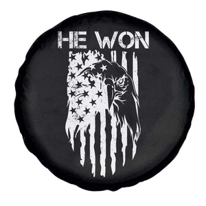 Trump Won 2024 Spare Tire Cover He Won Patriotic America Flag Eagle TS09 Print Your Wear