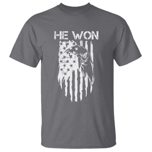 Trump Won 2024 T Shirt He Won Patriotic America Flag Eagle TS09 Charcoal Print Your Wear