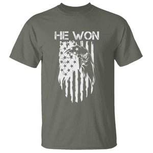 Trump Won 2024 T Shirt He Won Patriotic America Flag Eagle TS09 Military Green Print Your Wear