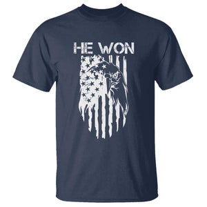 Trump Won 2024 T Shirt He Won Patriotic America Flag Eagle TS09 Navy Print Your Wear