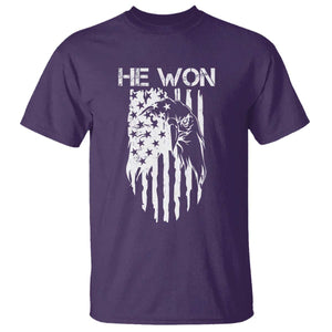 Trump Won 2024 T Shirt He Won Patriotic America Flag Eagle TS09 Purple Print Your Wear