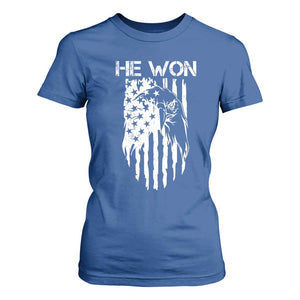 Trump Won 2024 T Shirt For Women He Won Patriotic America Flag Eagle TS09 Royal Blue Print Your Wear