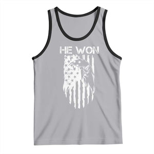 Trump Won 2024 Tank Top He Won Patriotic America Flag Eagle TS09 Athletic Heather Black Print Your Wear