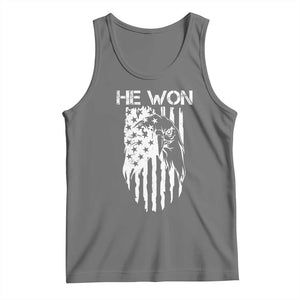 Trump Won 2024 Tank Top He Won Patriotic America Flag Eagle TS09 Black Heather Print Your Wear