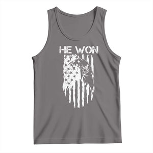 Trump Won 2024 Tank Top He Won Patriotic America Flag Eagle TS09 Deep Heather Print Your Wear