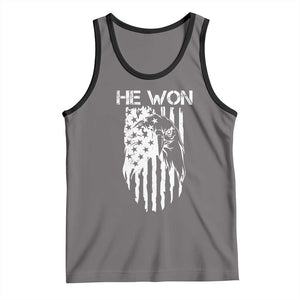 Trump Won 2024 Tank Top He Won Patriotic America Flag Eagle TS09 Deep Heather Black Print Your Wear