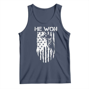 Trump Won 2024 Tank Top He Won Patriotic America Flag Eagle TS09 Navy Print Your Wear