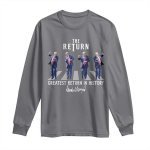 Trump Won 2024 Long Sleeve Shirt The Return Trump Funny Dancing TS09 Charcoal Print Your Wear