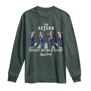 Trump Won 2024 Long Sleeve Shirt The Return Trump Funny Dancing TS09 Dark Forest Green Print Your Wear