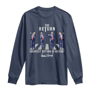 Trump Won 2024 Long Sleeve Shirt The Return Trump Funny Dancing TS09 Navy Print Your Wear